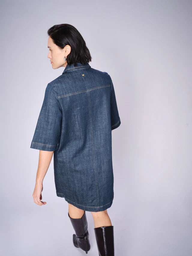 Mos Mosh Abigail Denim Dress - Dark Blue