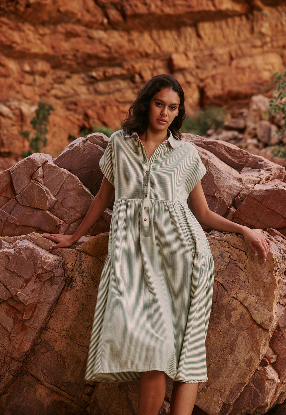 Nancybird Maja Dress -Green Stripe