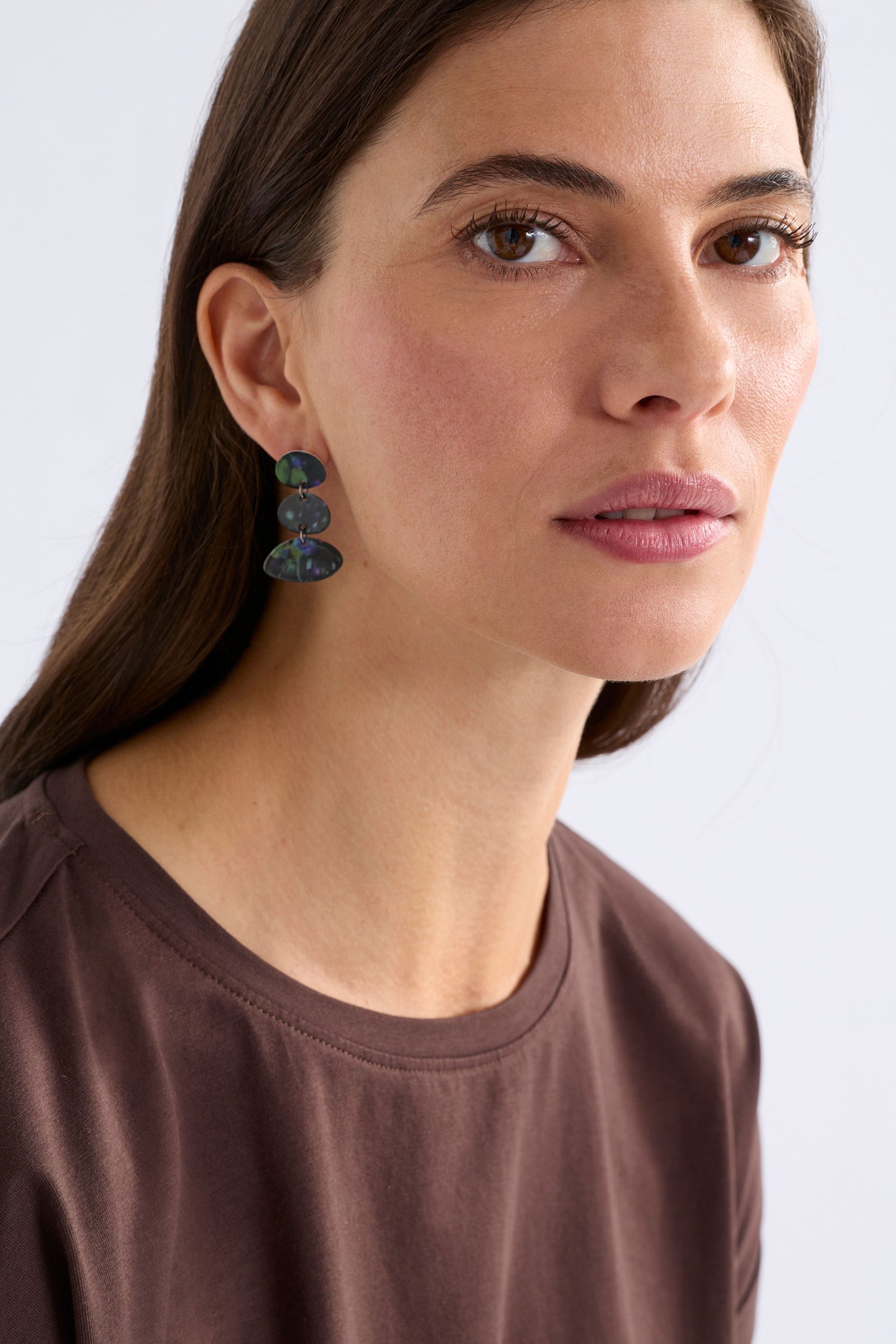 Elk Mestedd Long Stud Earrings - Dark Teal