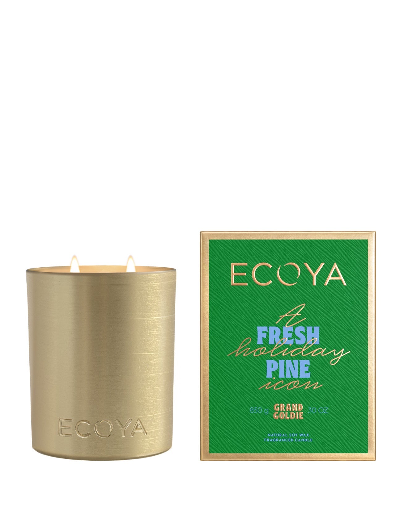 Ecoya Grand Goldie Candle 850g - Fresh Pine