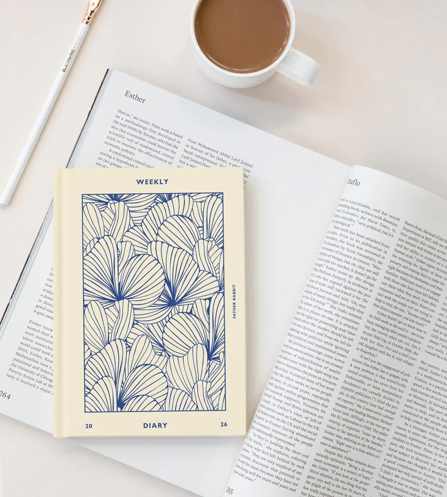 Father Rabbit 2026 Weekly Diary - Prussian Blue Floral