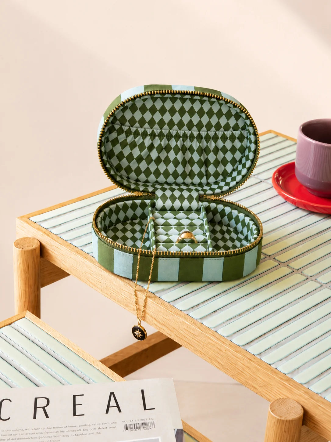 Loco Living Jewellery Box - Green Stripe