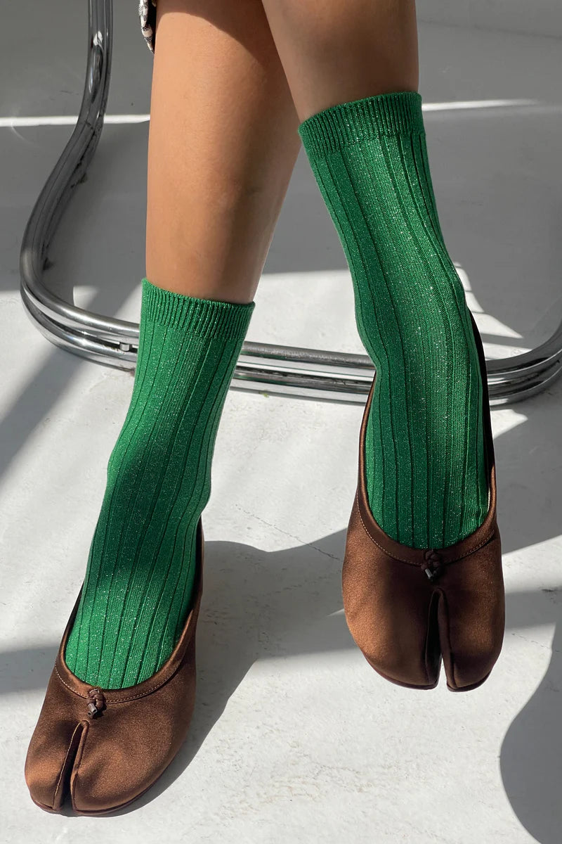 Le Bon Shoppe Her Socks Lurex - Emerald Glitter