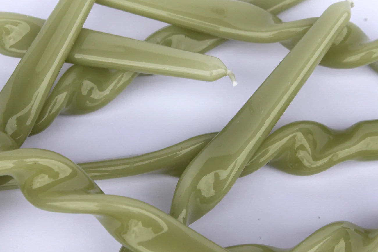 MÆGEN Twist Taper Candles Pack 3 - Leaf Green