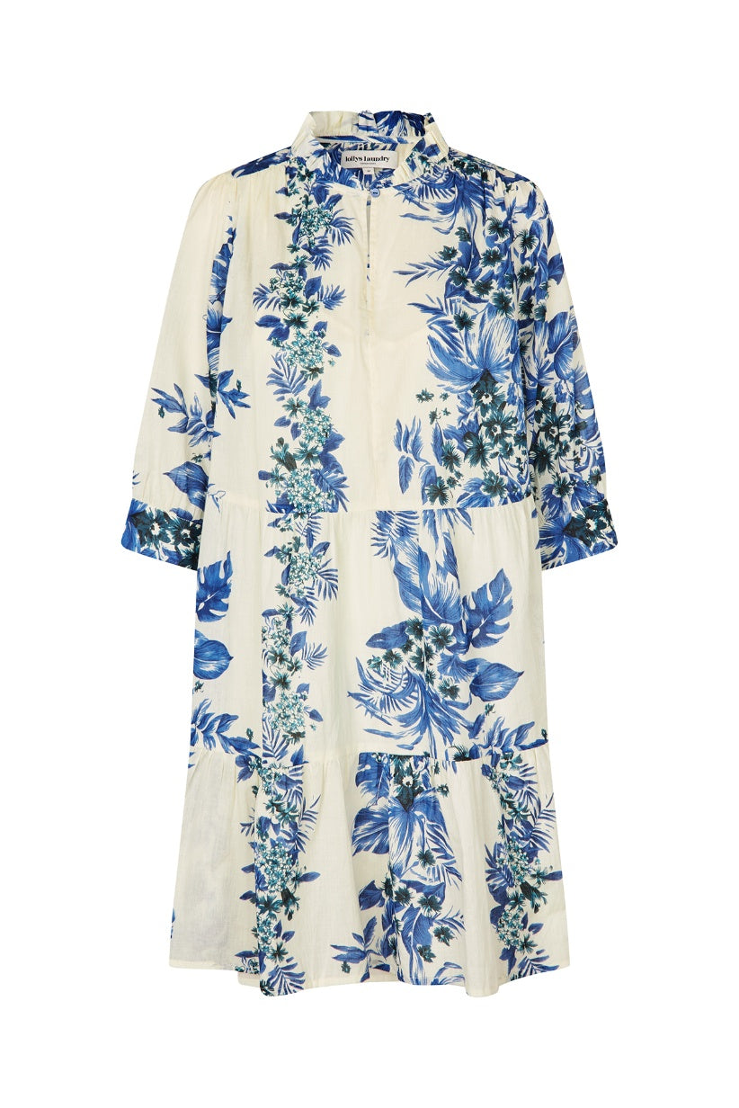 Lollys Laundry Sabine Short Dress - Blue & Creme