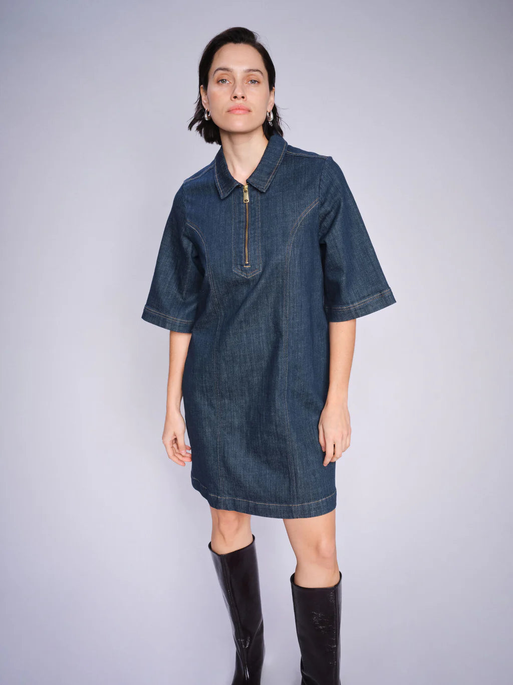 Mos Mosh Abigail Denim Dress - Dark Blue