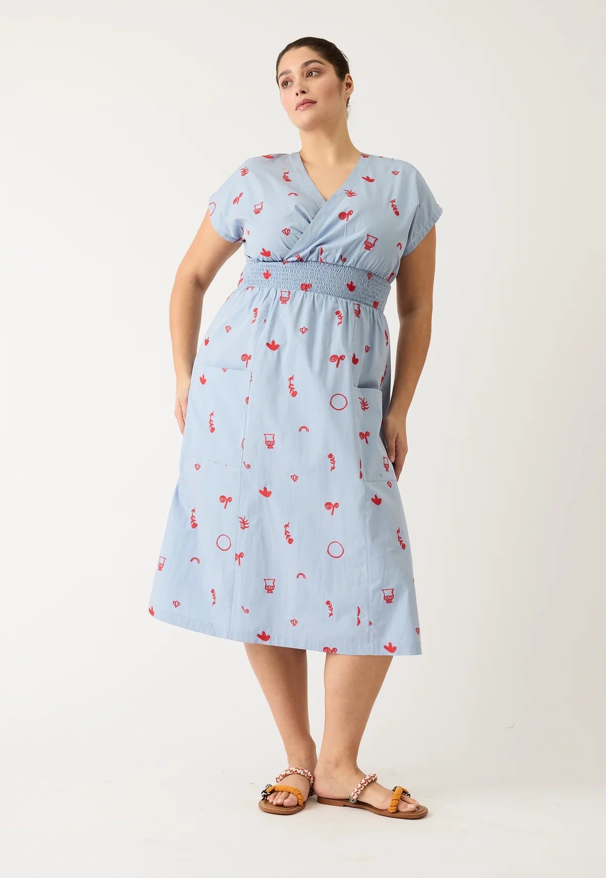 Nancybird Hana Wrap Dress - Motif Embroidery