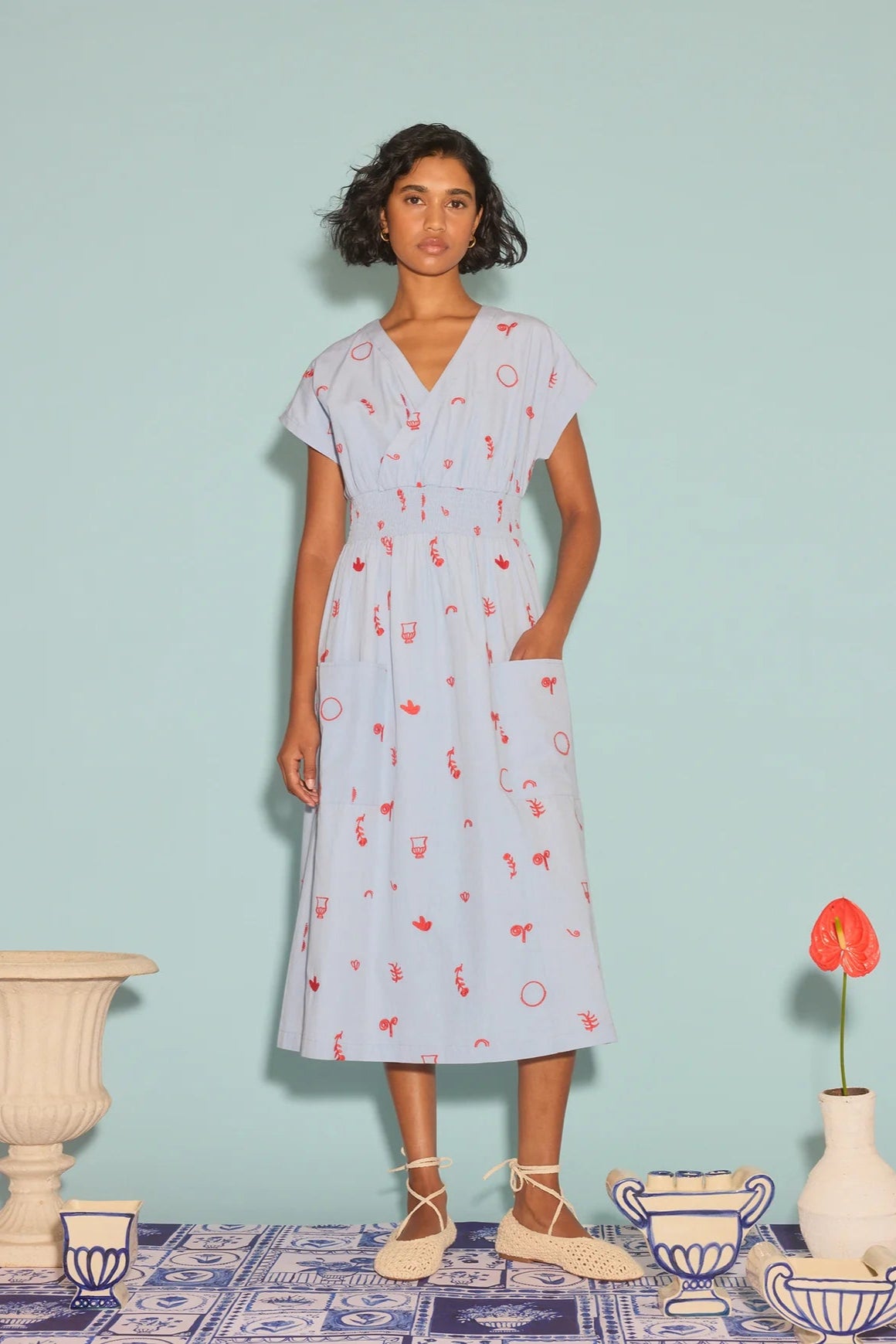 Nancybird Hana Wrap Dress - Motif Embroidery