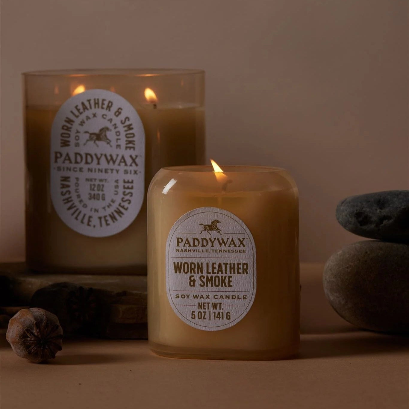 Paddywax Vista Candle 140g - Worn Leather & Smoke