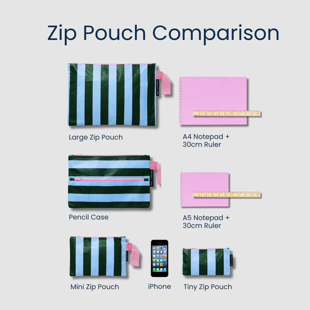 Project Ten Large Zip Pouch - Multi Stripe