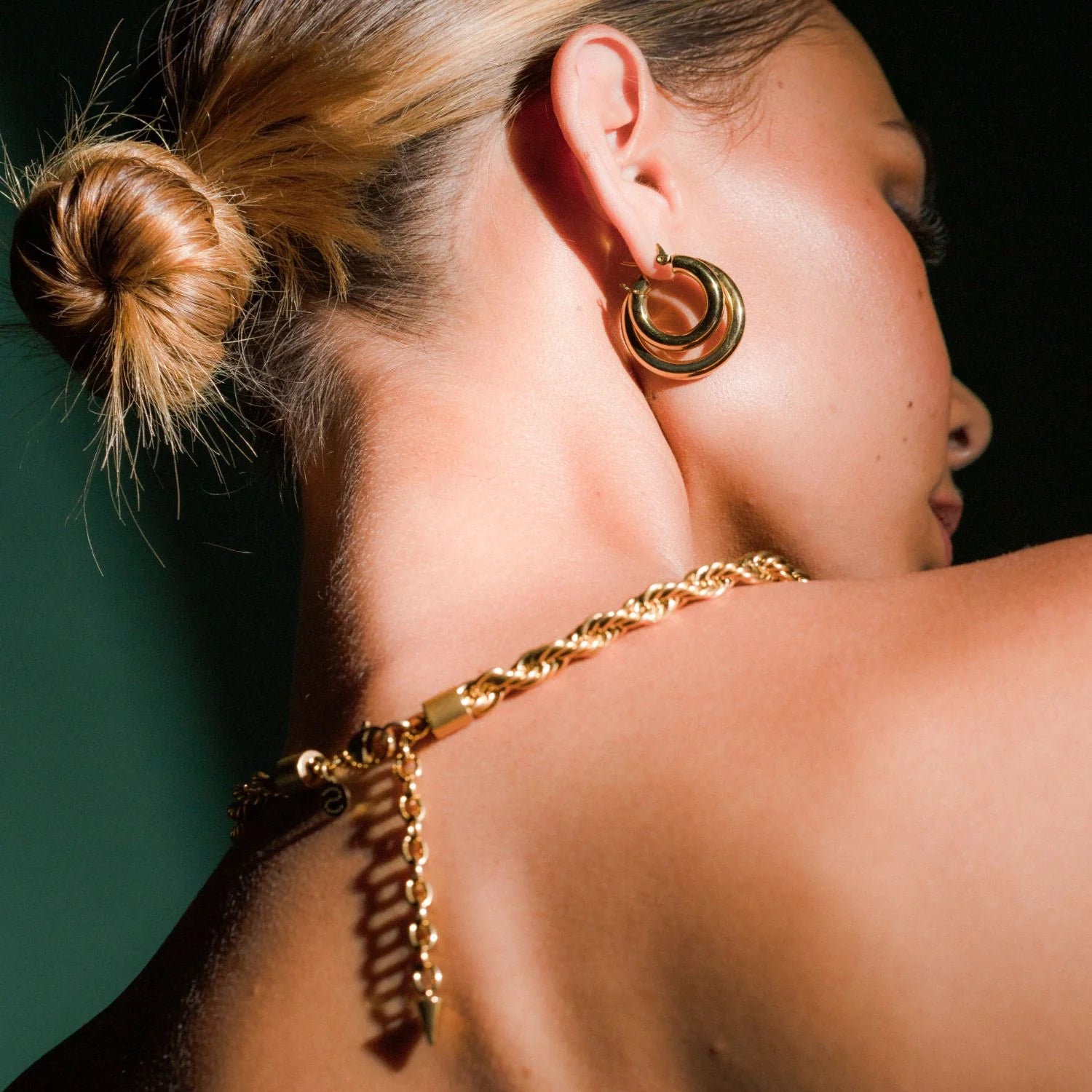 Silk & Steel Halo Hoop Earrings Large - Gold