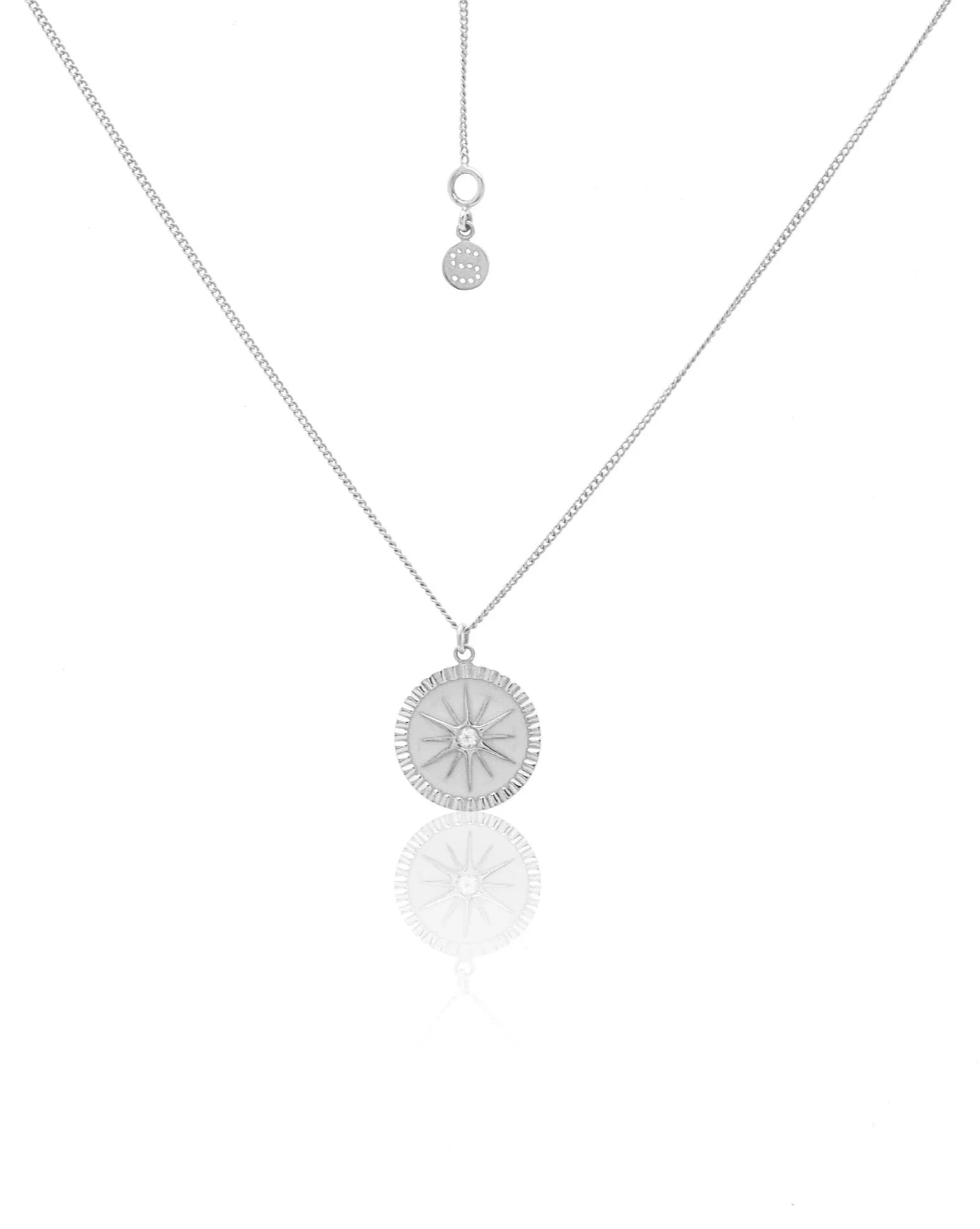 Silk & Steel Guiding Star Necklace - White Enamel/Silver