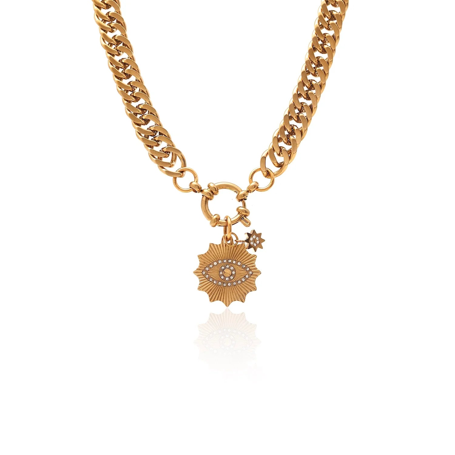 Silk-and-Steel-Jewellery-Halo Necklace Gold 2