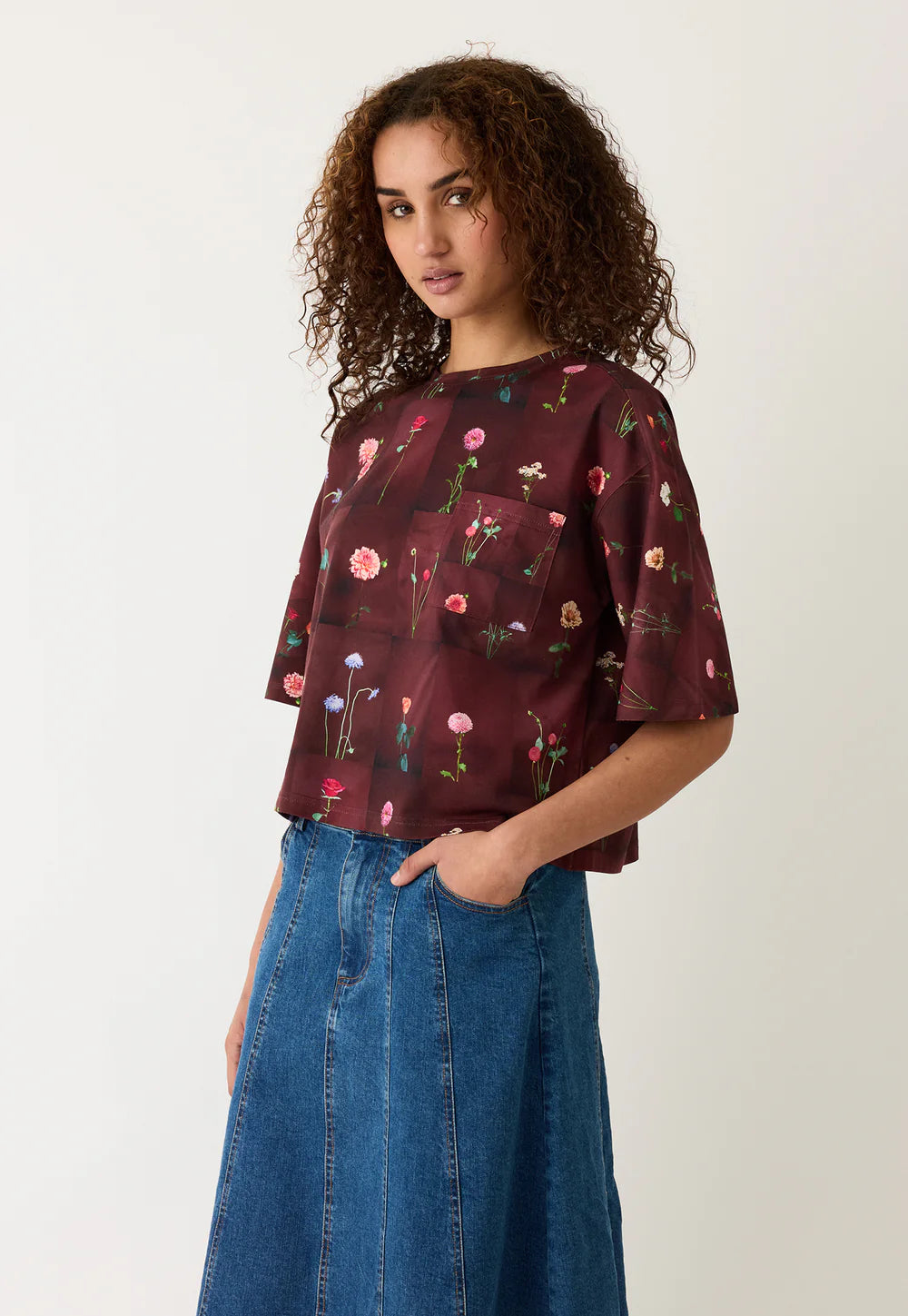 Nancybird Tasmin Boxy Tee - Bloom Tile