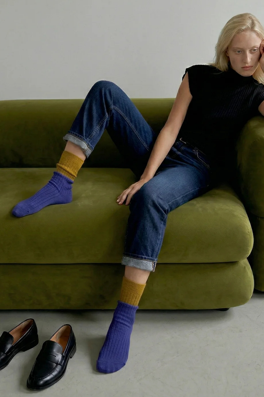 Nooan Dunedin Sock - Royal Blue / Ecru Olive