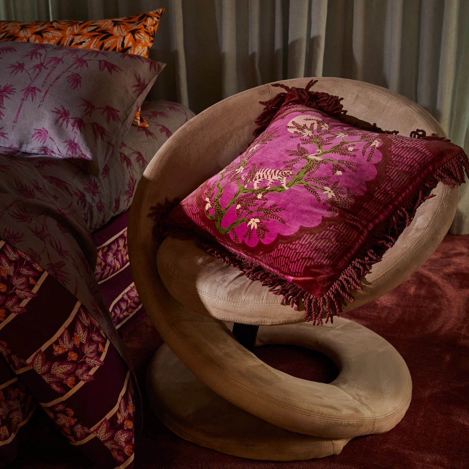 Sage x Clare Andrea Velvet Cushion - Pansy