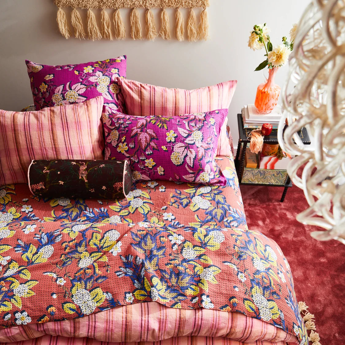 Sage and Clare Andrea Bolster Cushion - Rosewood