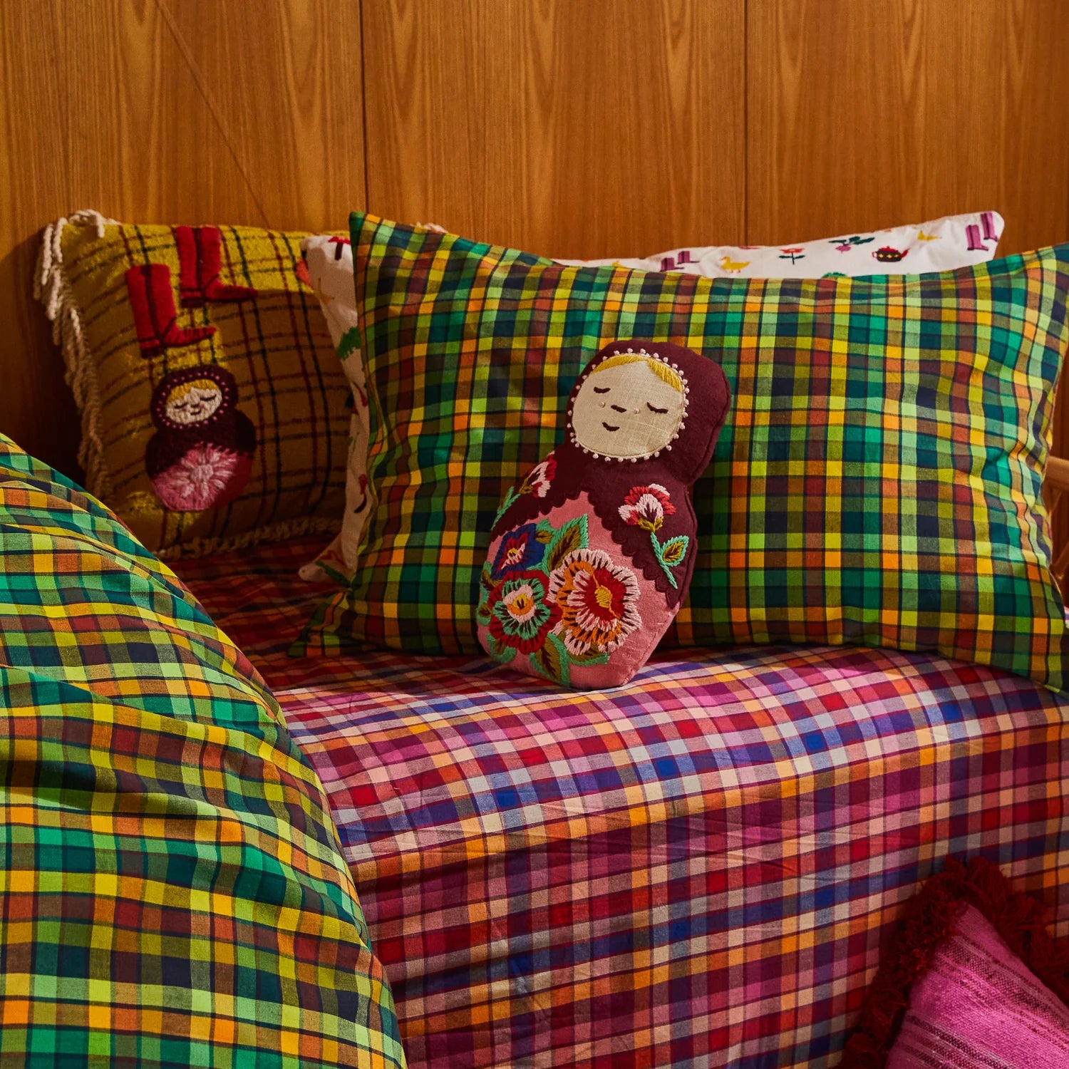 Sage x Clare Milena Embroidered Cushion