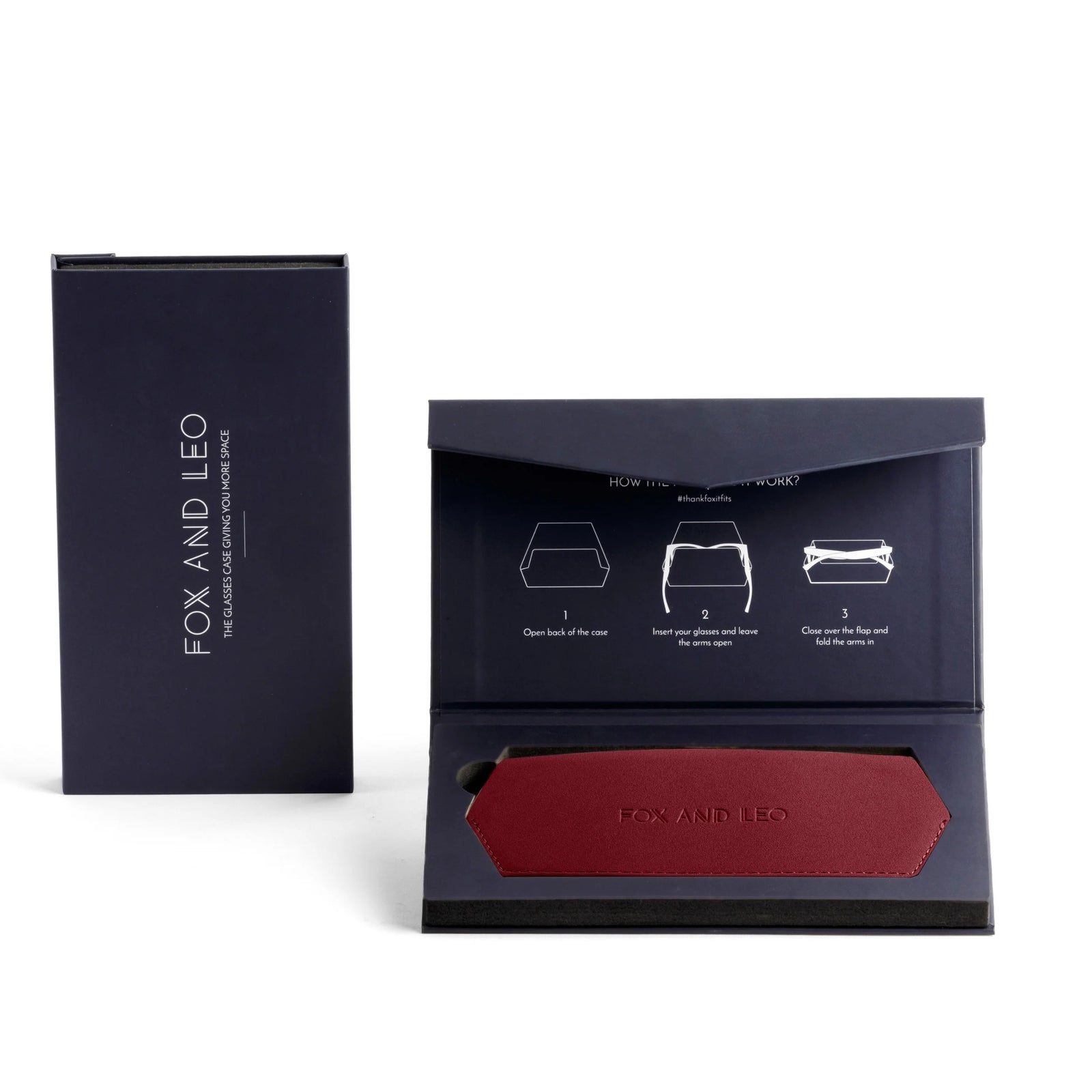 Fox and Leo Slimline Glasses Case - Burgundy