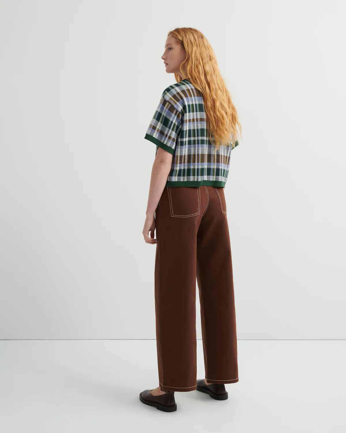 Kowtow Chequered Tee - Forest