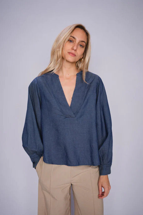 Mos Mosh Yen Denim Blouse - Dark Blue