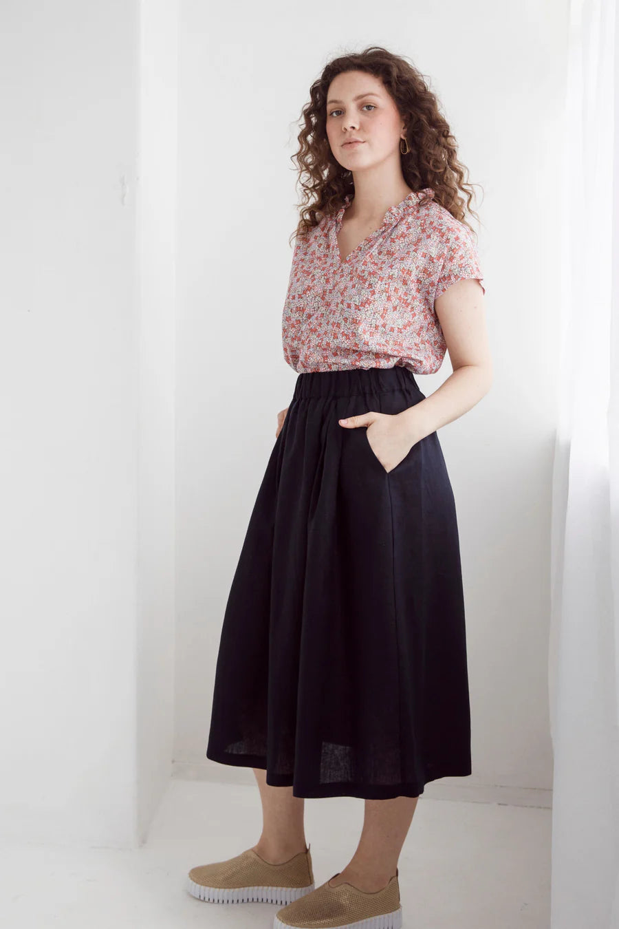 Dalston Sapphire Skirt - Linen Ink