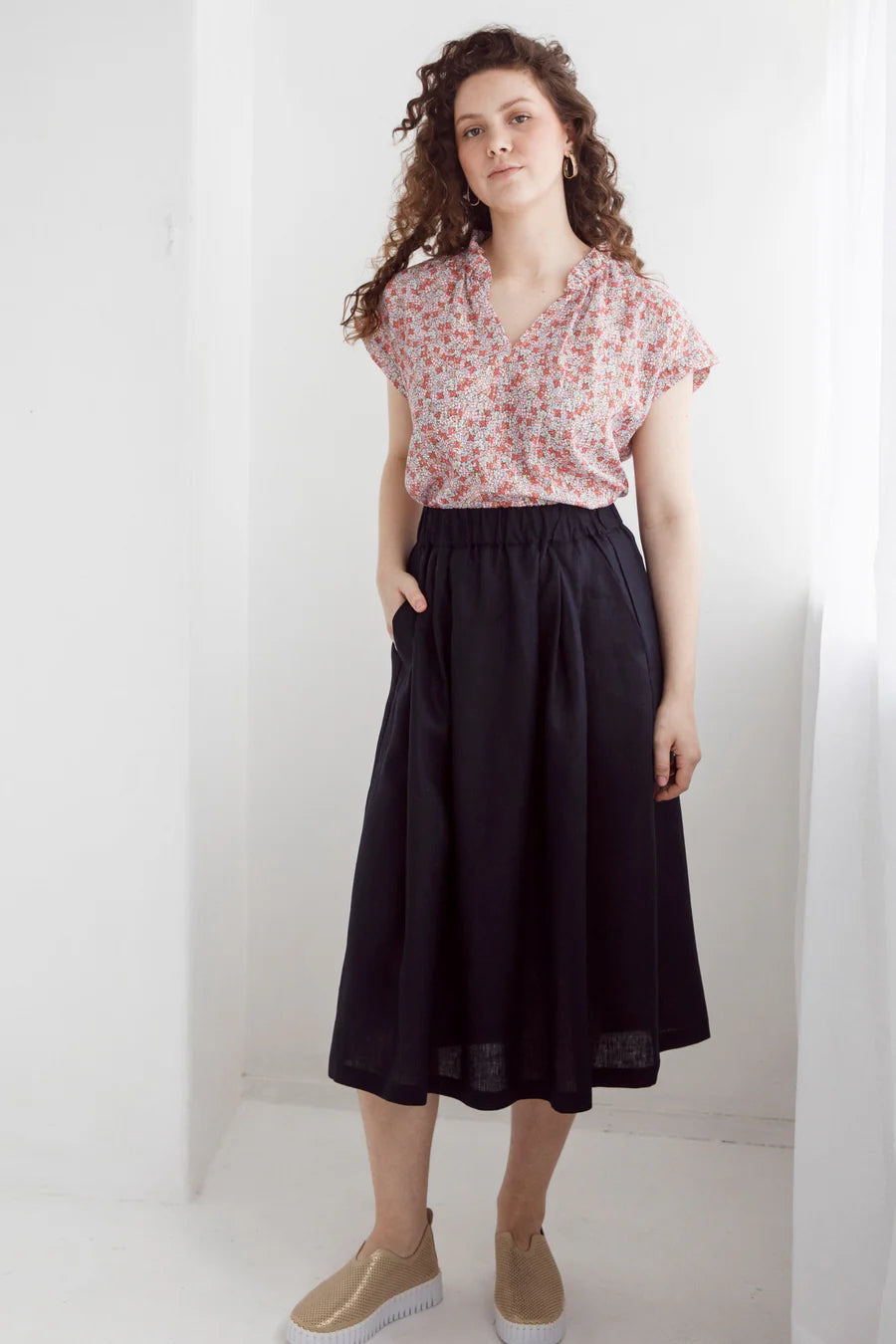 Dalston Sapphire Skirt - Linen Ink