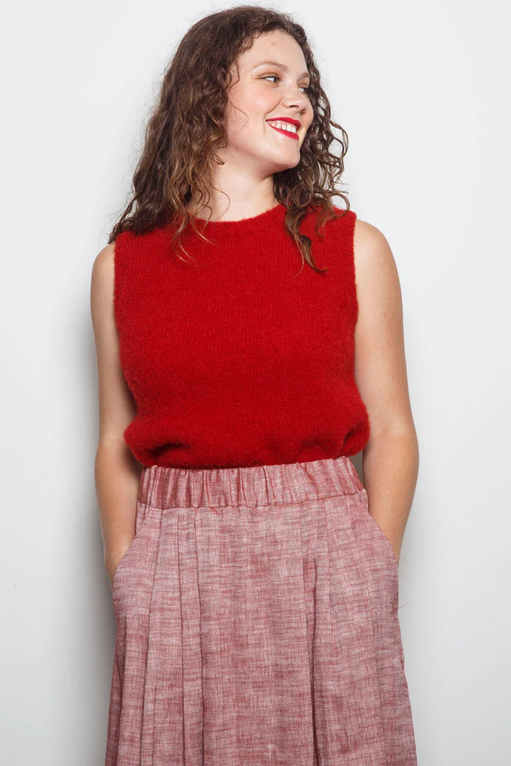 Dalston Sapphire Skirt - Ruby Herringbone