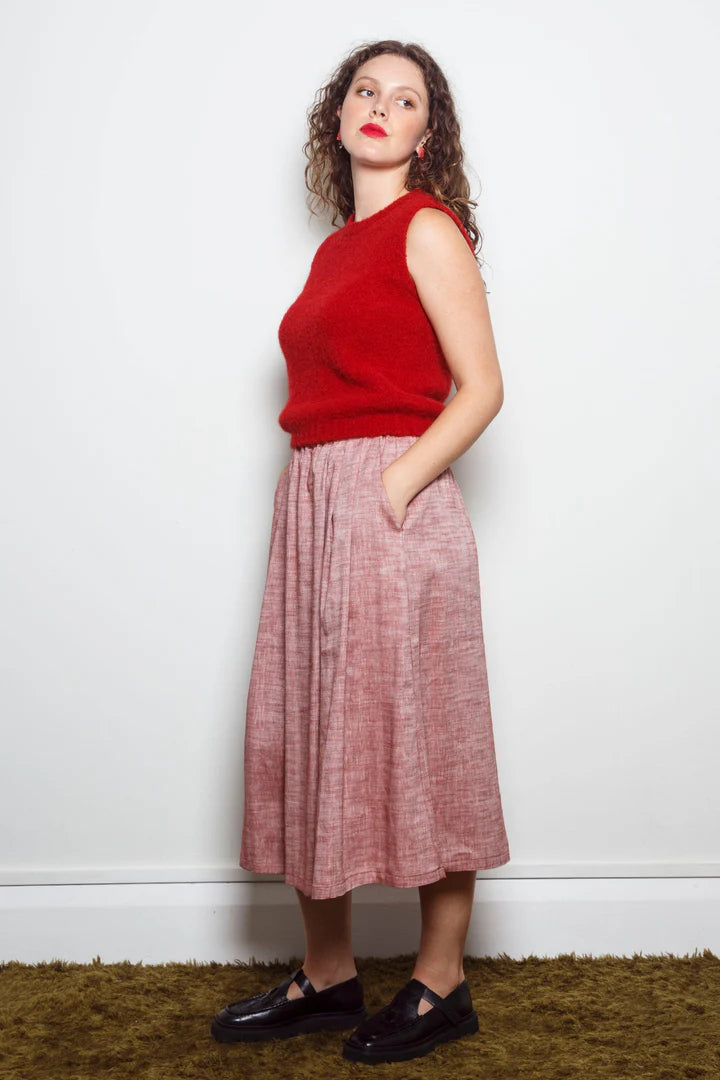 Dalston Sapphire Skirt - Ruby Herringbone