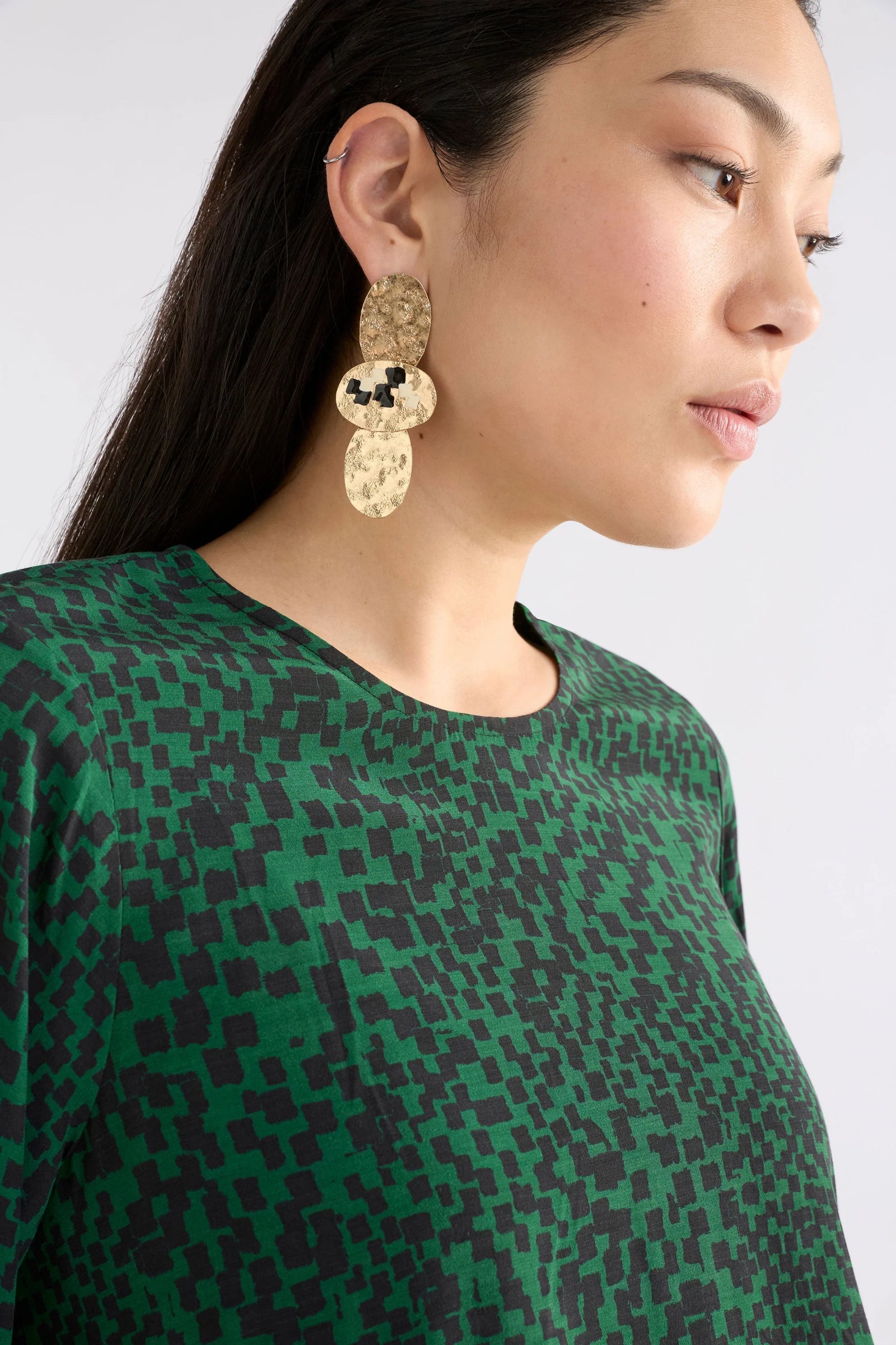 Elk Muraa Top - Green Sinda Print