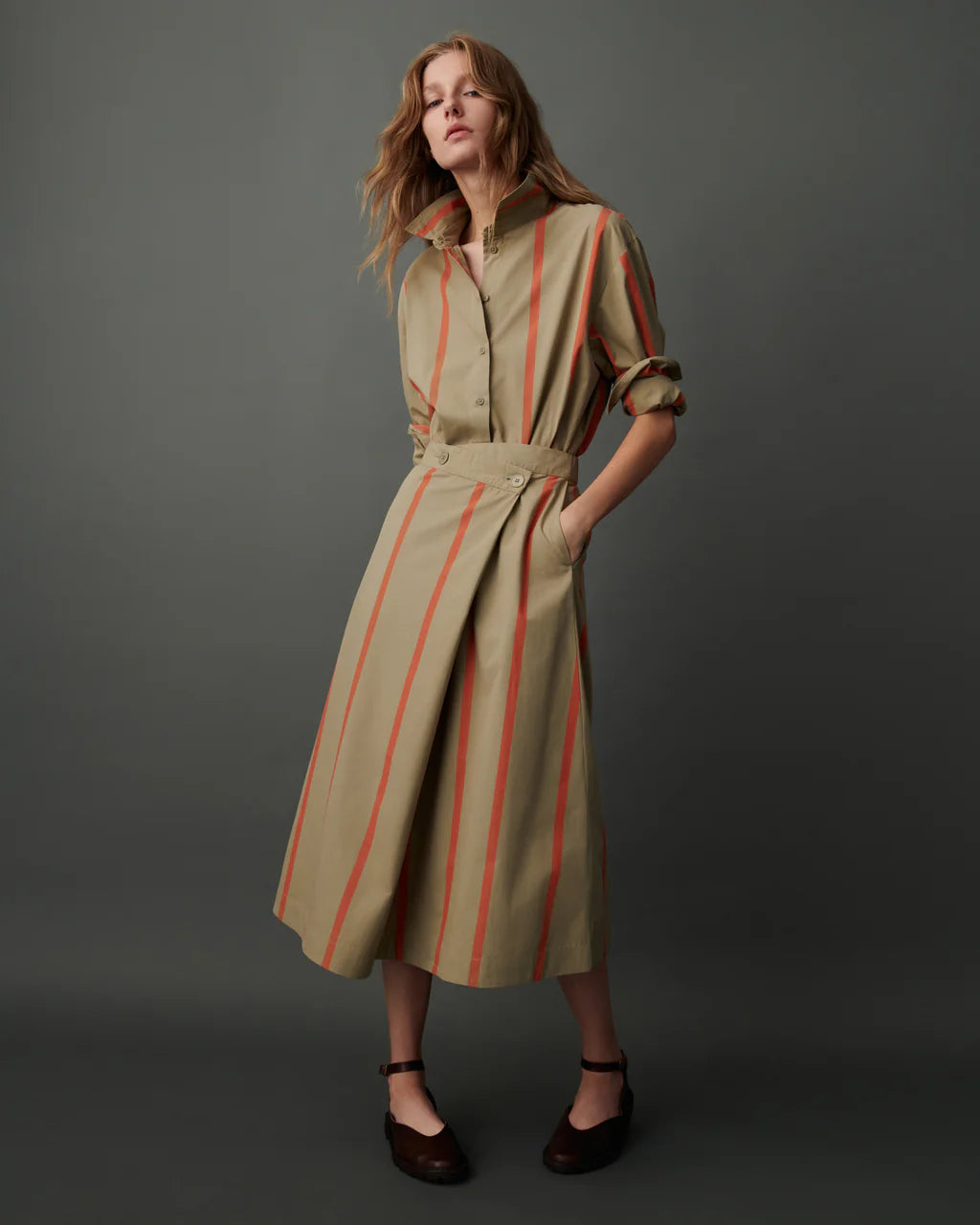 Kowtow Fold Skirt - Nasturtium Stripe