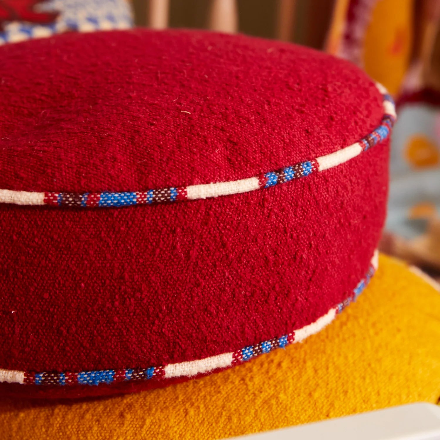 Sage x Clare Delana Round Cushion - Crimson