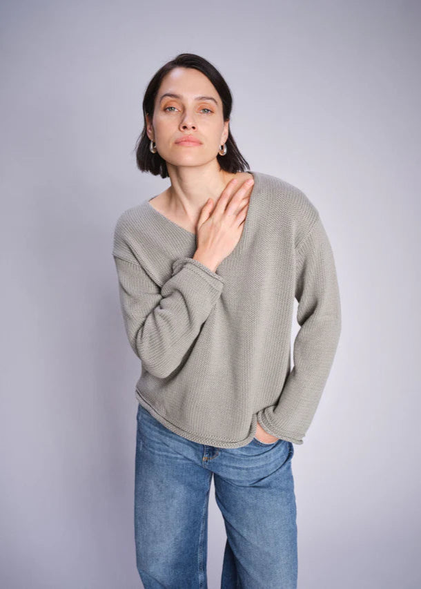 Mos Mosh Bine V-Neck Knit - Shadow