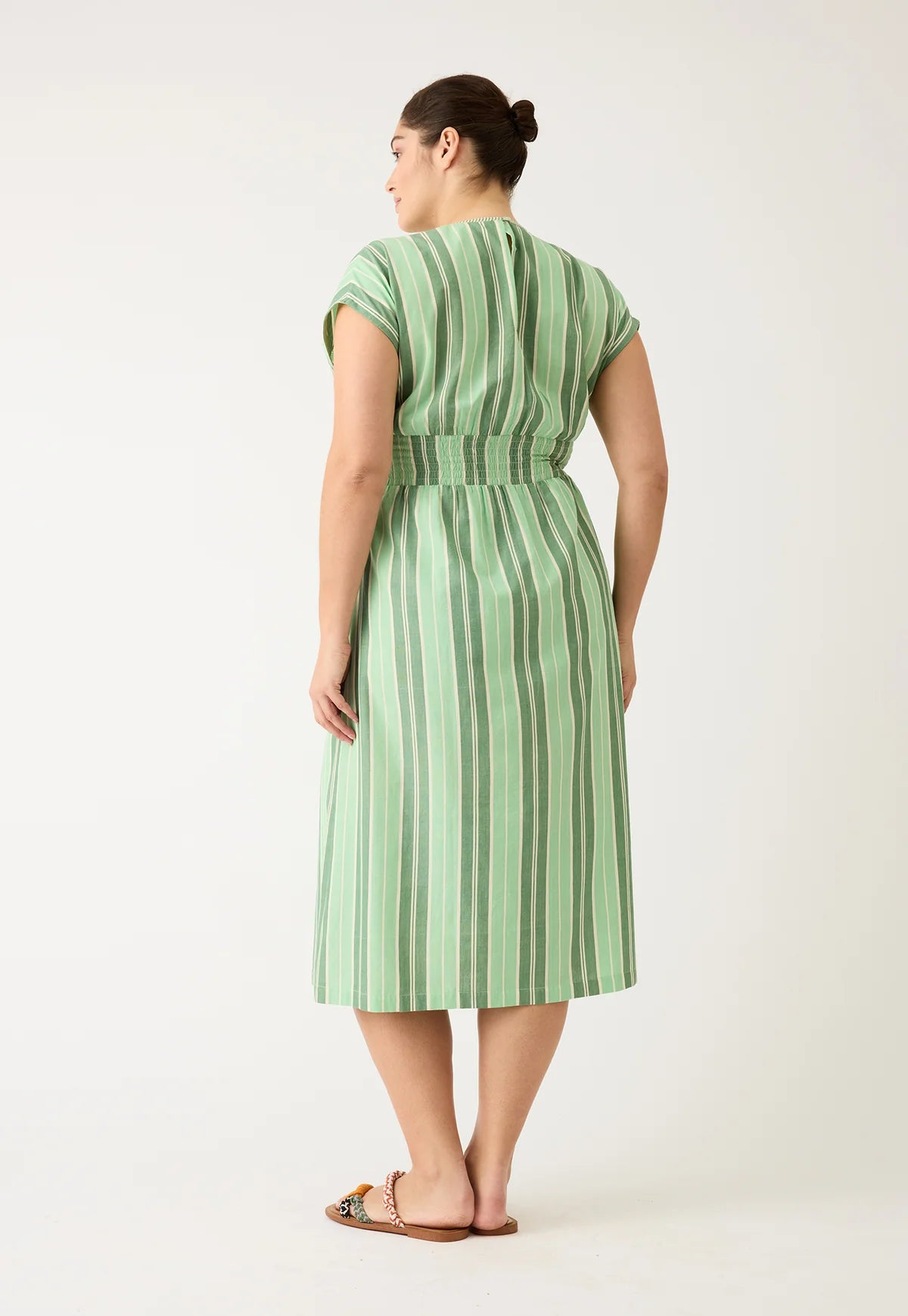 Nancybird Hana Wrap Dress - Green Stripe