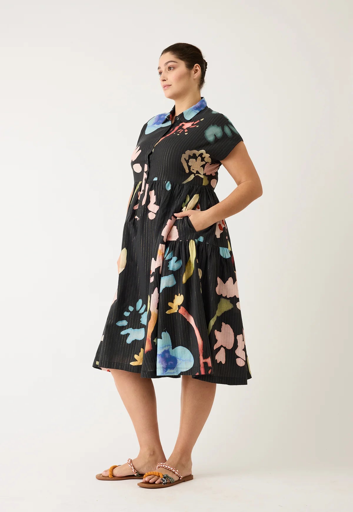 Nancybird Maja Dress - Watercolour Charcoal