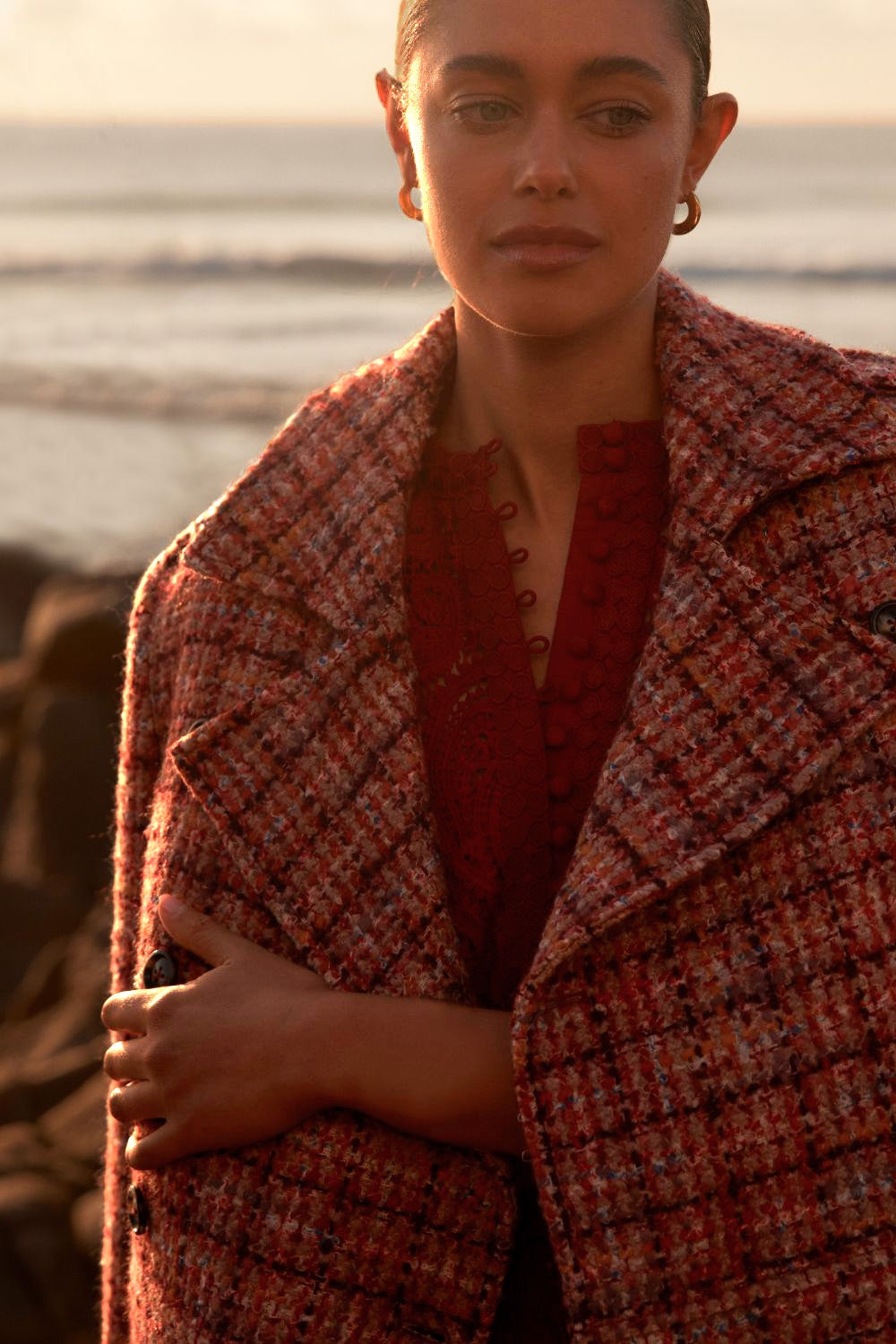 Zoe Kratzmann Revel Coat - Berry Check