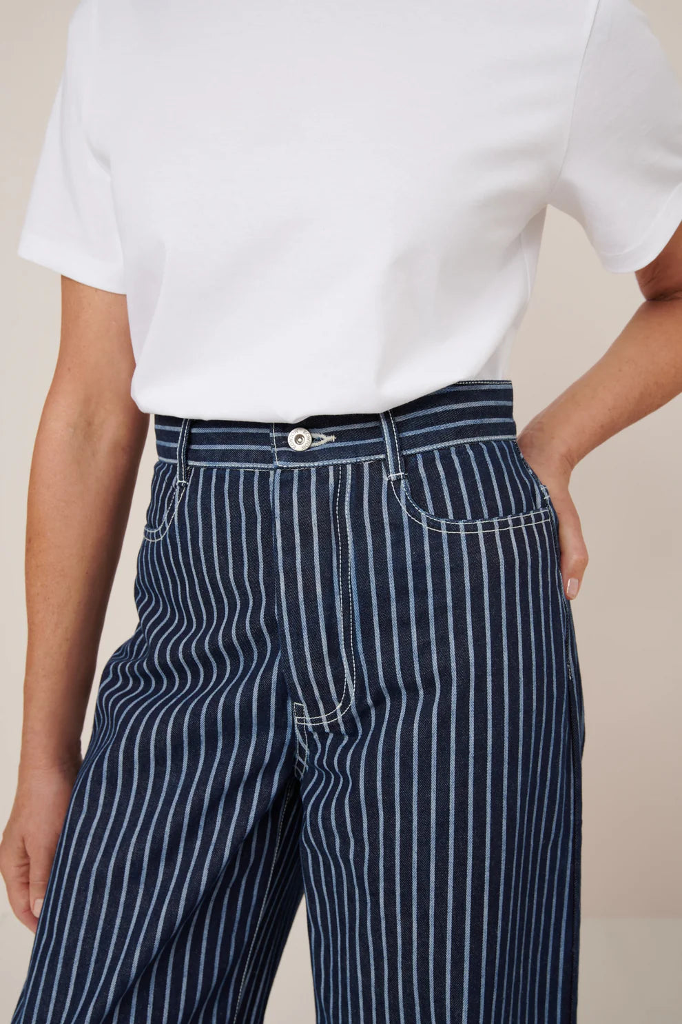 Kowtow Sailor Jeans - Chalk Stripe
