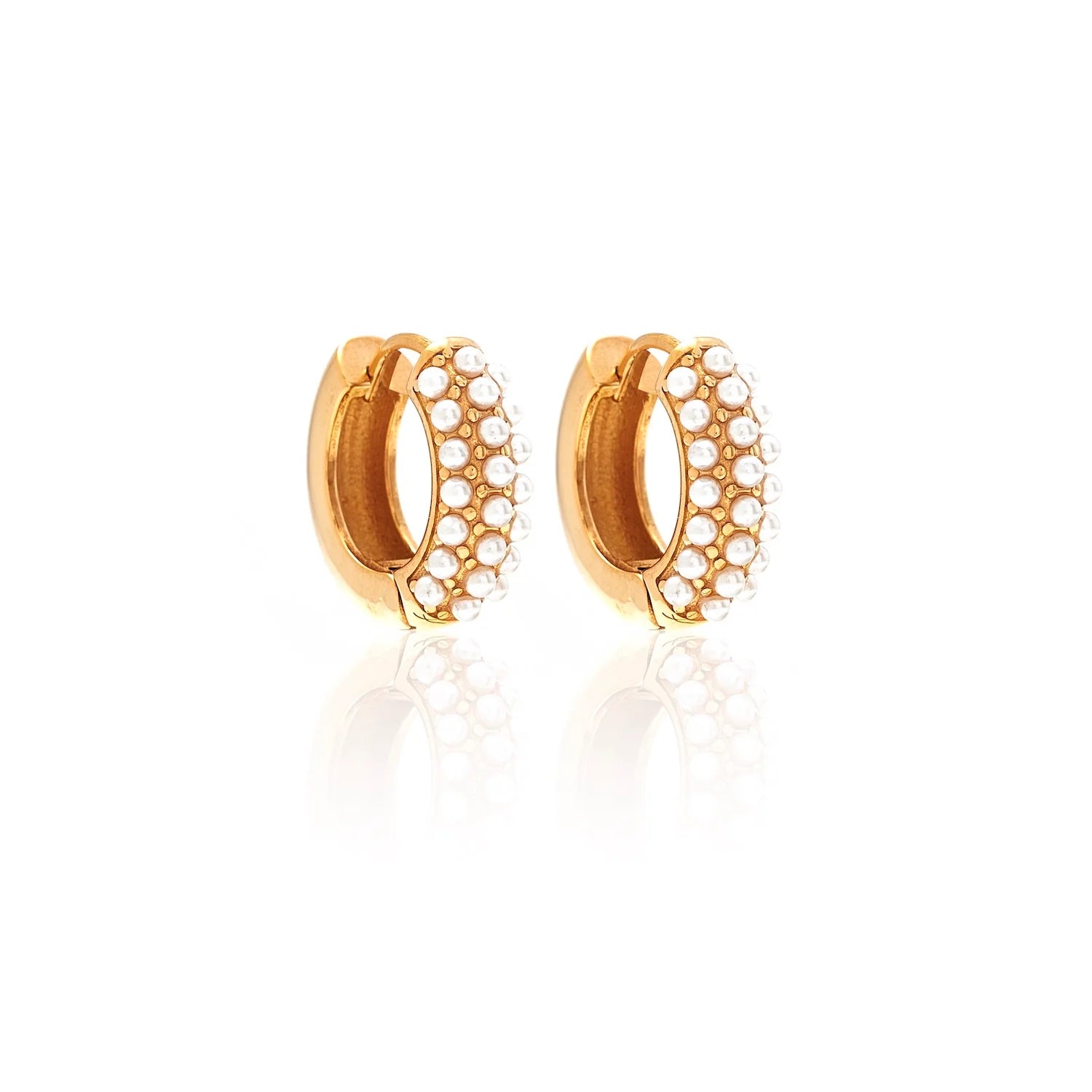 Silk & Steel Amara Hoop Earrings - Pearl/Gold