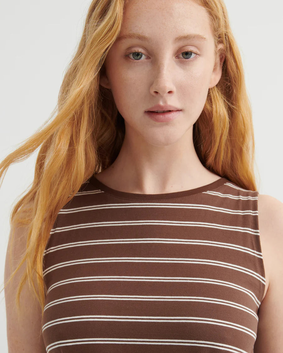 Kowtow Tank Swing Dress - Brown Stripe