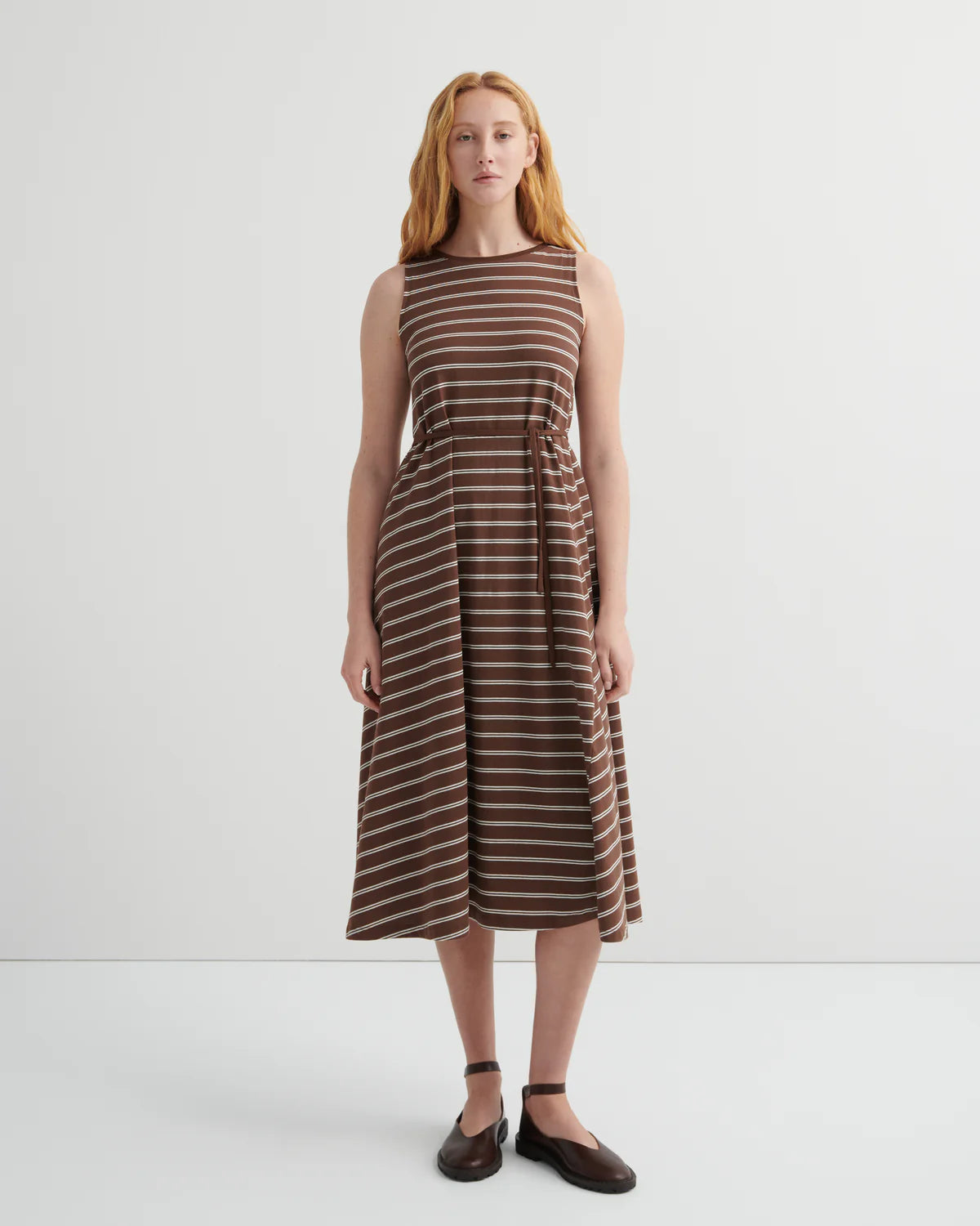 Kowtow Tank Swing Dress - Brown Stripe
