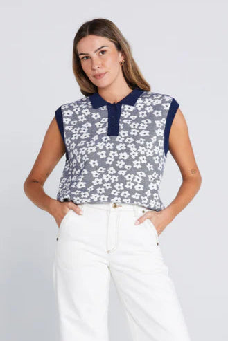 Thing Thing Fairway Flowers Polo - Bleached Navy