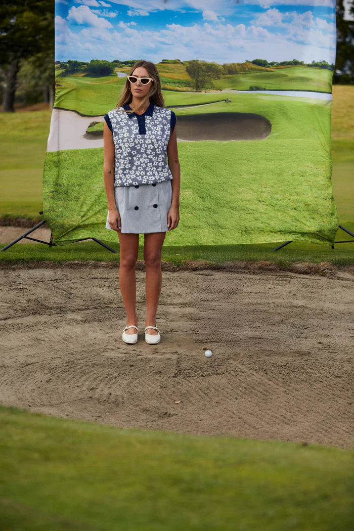 Thing Thing Fairway Flowers Polo - Bleached Navy