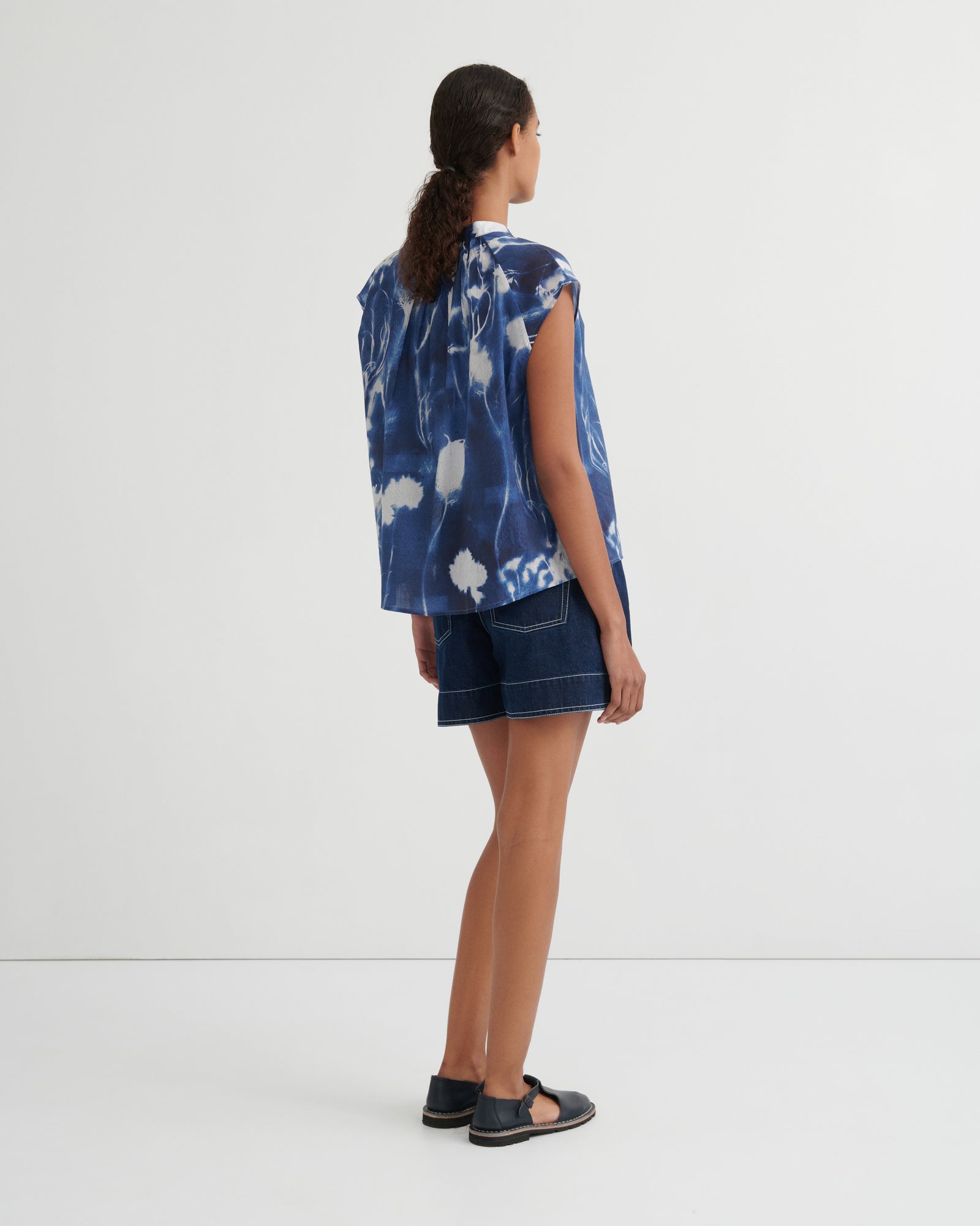 Kowtow Equinox Top - Cyanotype Floral