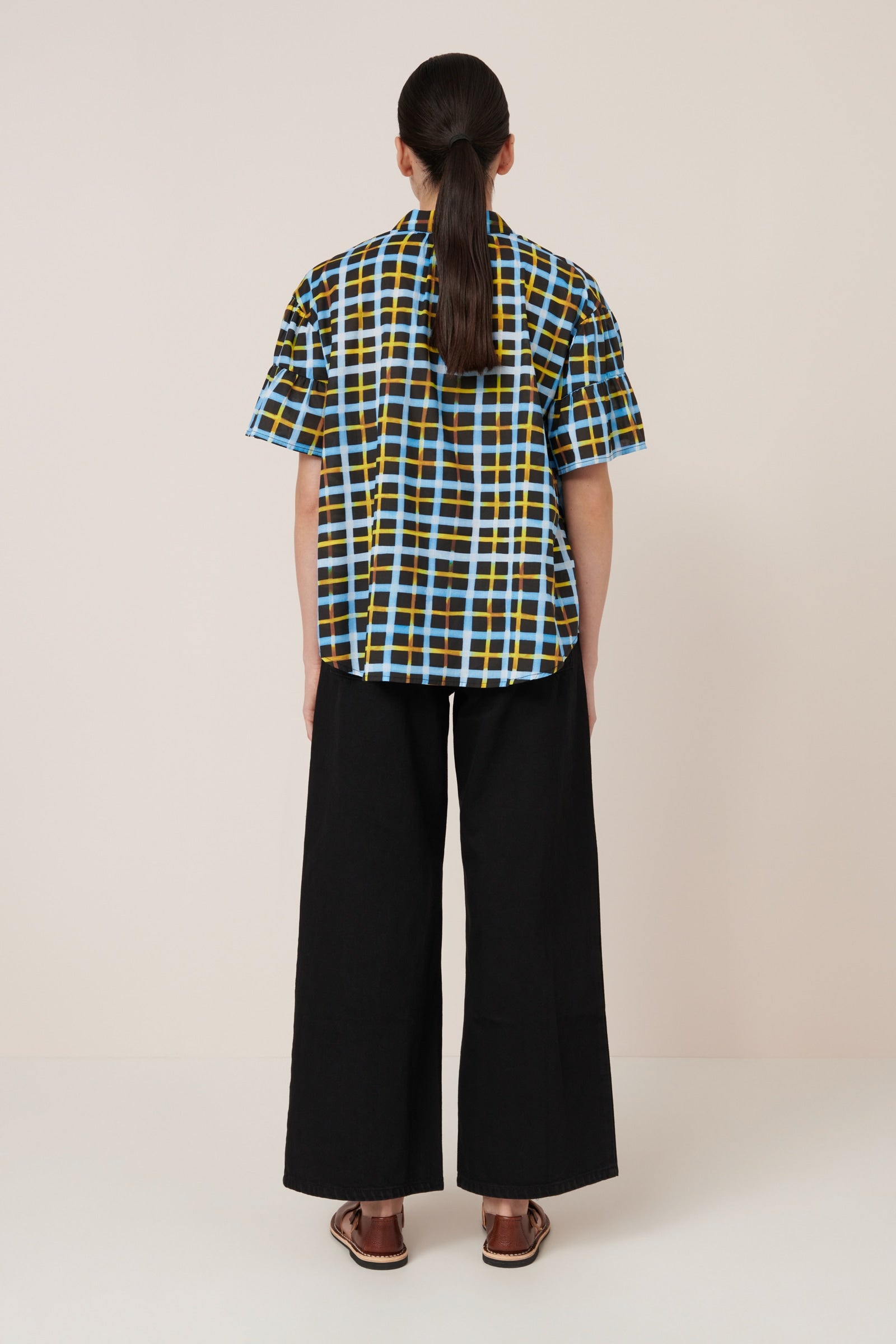 Kowtow Painterly Blouse - Neon Tartan