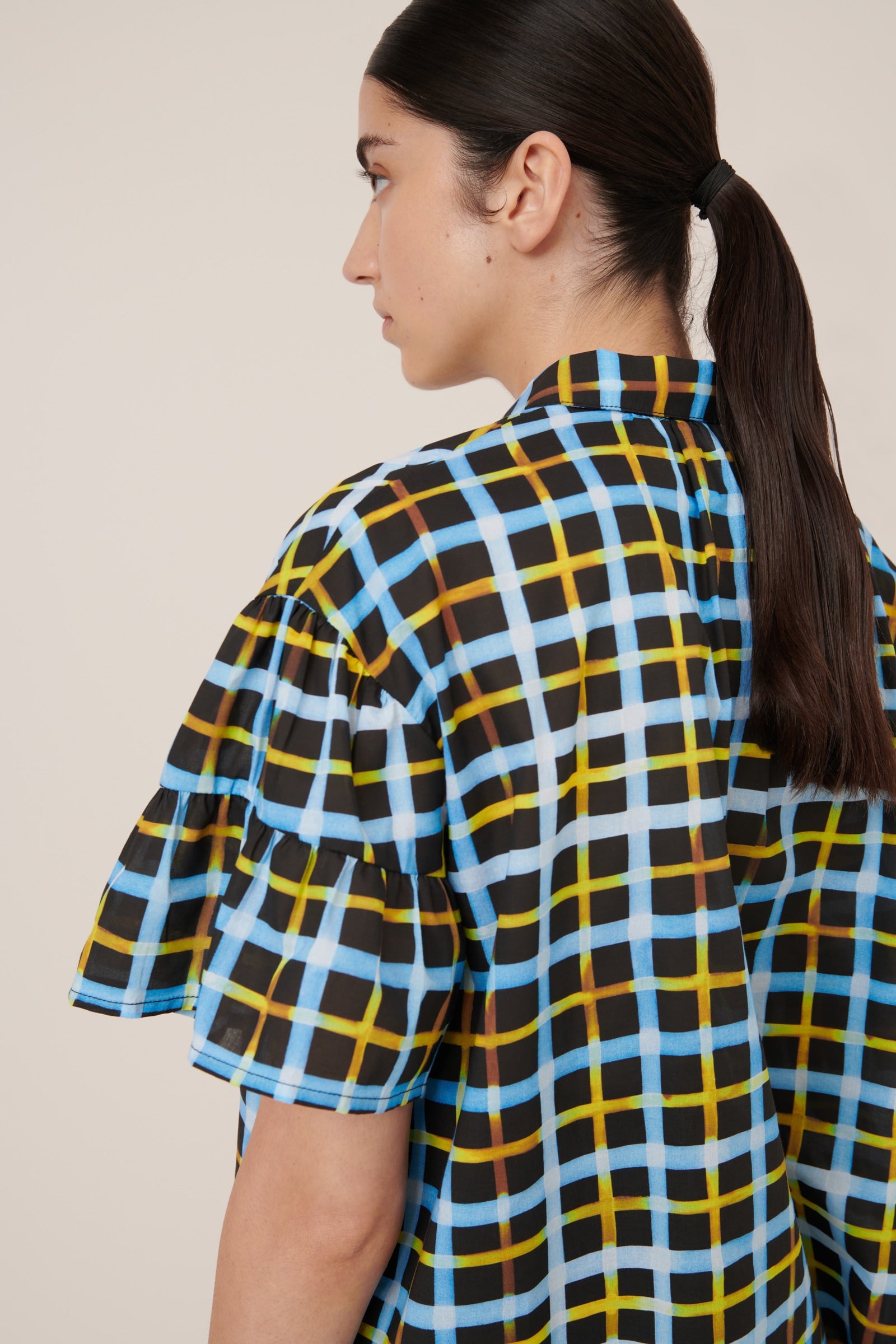 Kowtow Painterly Blouse - Neon Tartan