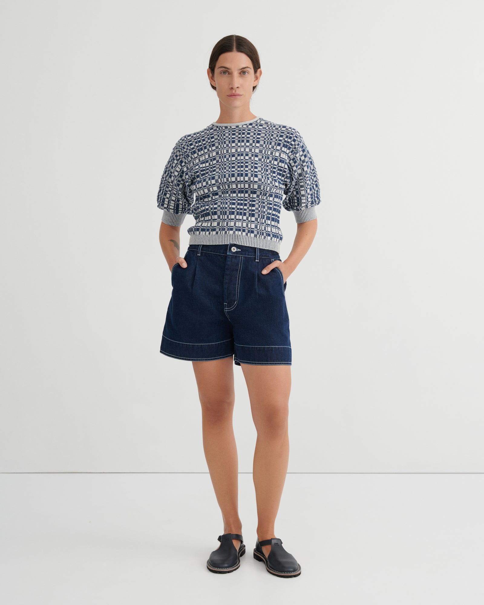 Kowtow Film Top - Navy Check