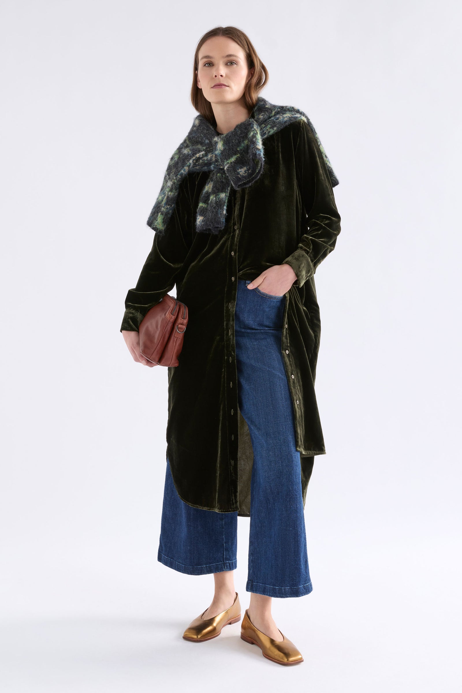 Elk Suuri Velvet Dress - Deep Olive