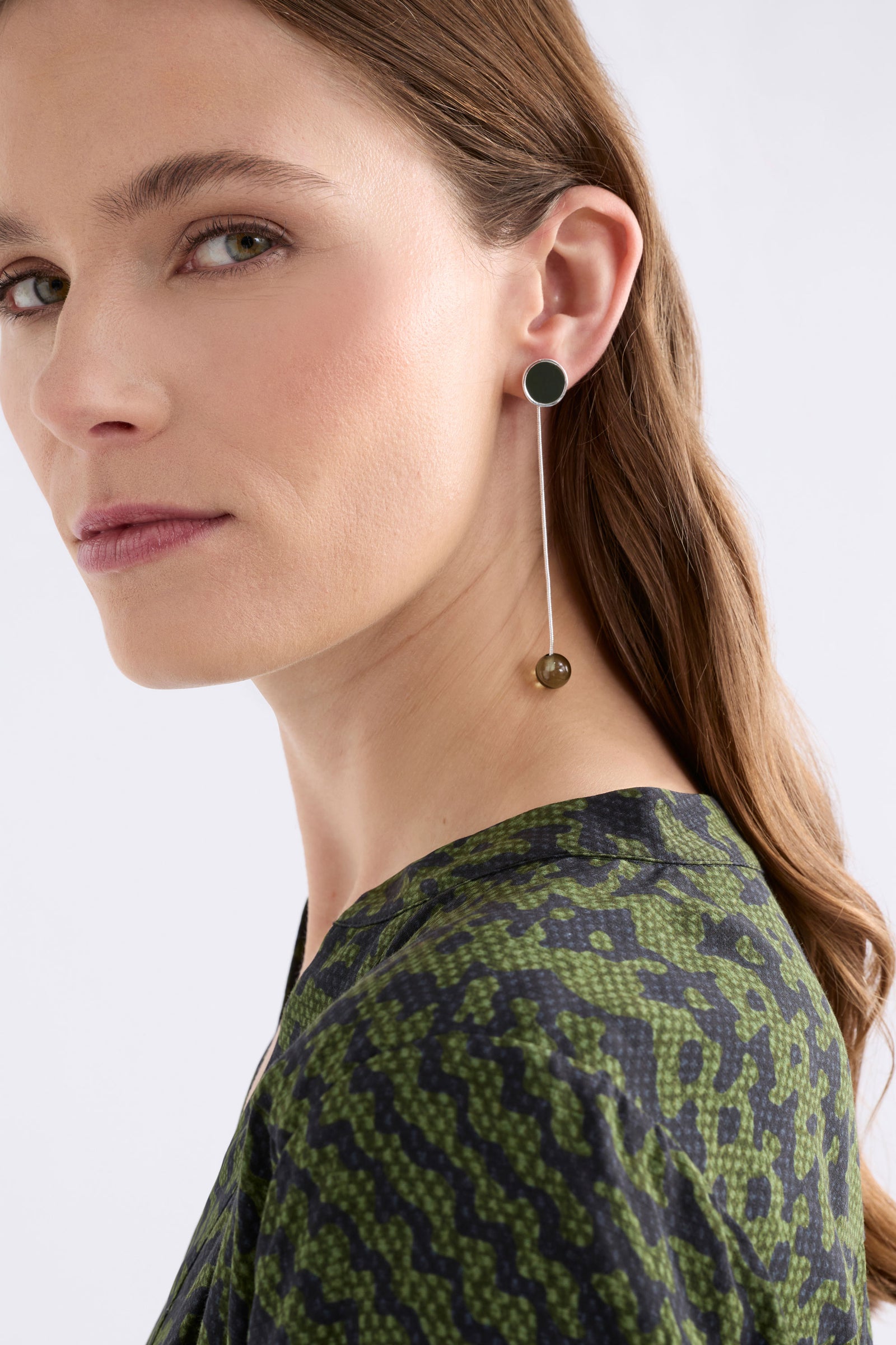 Elk Laspar Hook Earring - Dark Olive