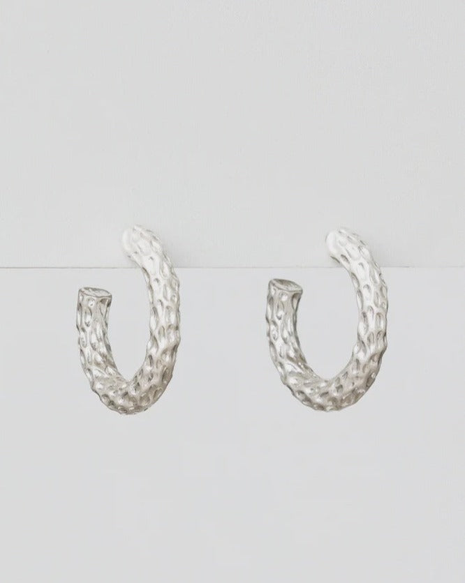 Stella and Gemma hammered Hoops - Silver