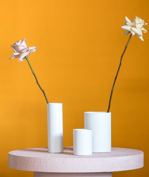 Urban Eden Cylinder Vases - White
